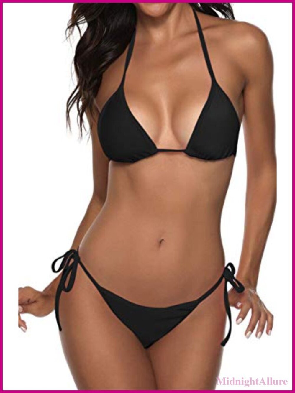 Women Two Piece String Bikini Halter Triangle Cheeky Bottom Removable Pads